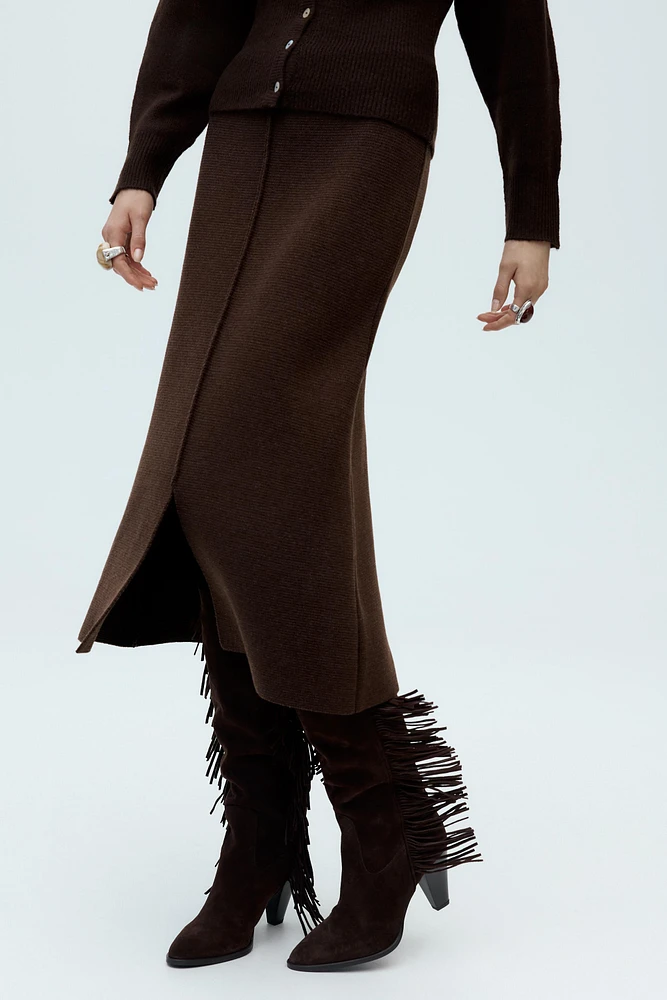 SUEDE FRINGED HIGH SHAFT BOOTS