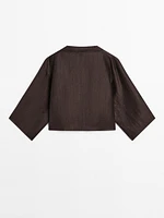 Linen blend crossover kimono