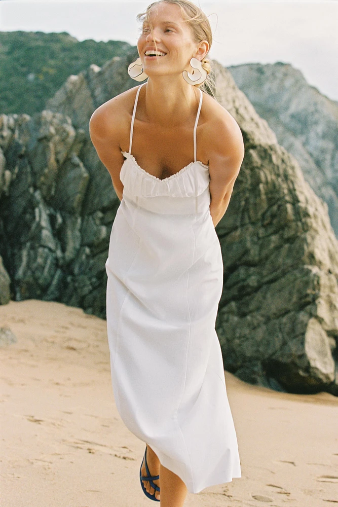 LINEN CORSET MIDI DRESS