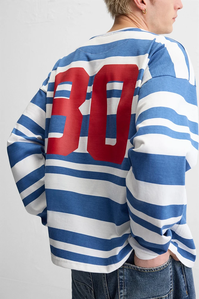 NUMBER STRIPED T-SHIRT