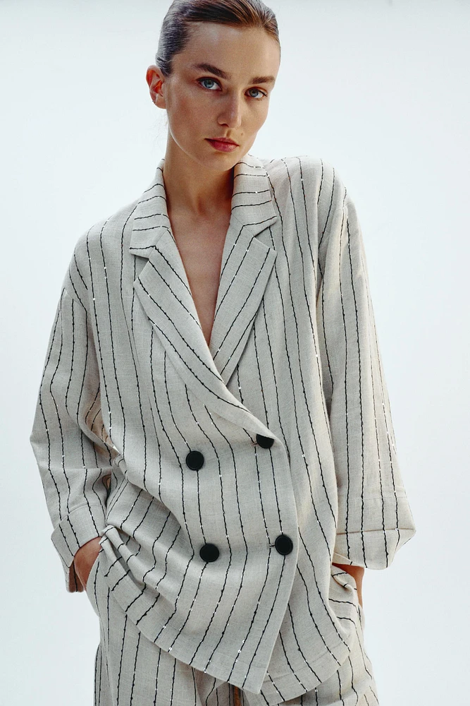 SEQUINED STRIPED BLAZER