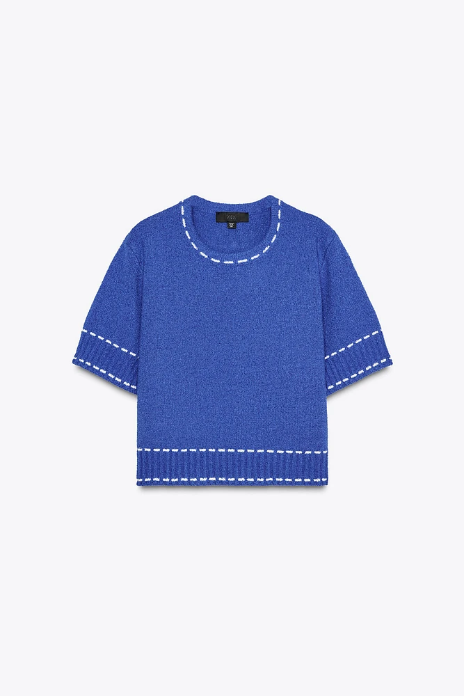 TOPSTITCH KNIT TOP