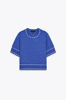 TOPSTITCH KNIT TOP