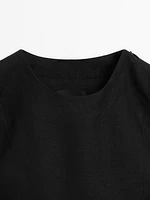 100% linen waistcoat with seam details and buckle