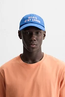 EMBROIDERED TEXT CAP