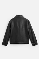 FAUX LEATHER POCKET JACKET