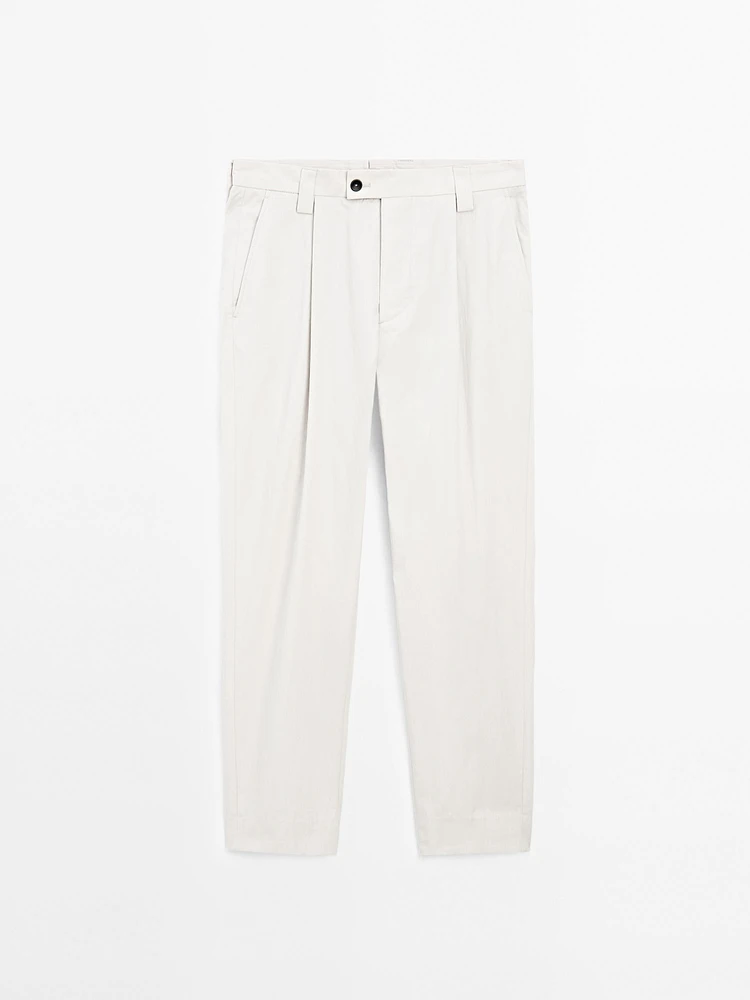 Pantalon à pince en crêpe de coton mélangé - Limited Edition