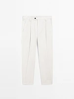 Cotton blend darted crepe trousers - Limited Edition