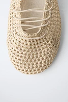 CROCHET LACE-UP BALLET FLATS