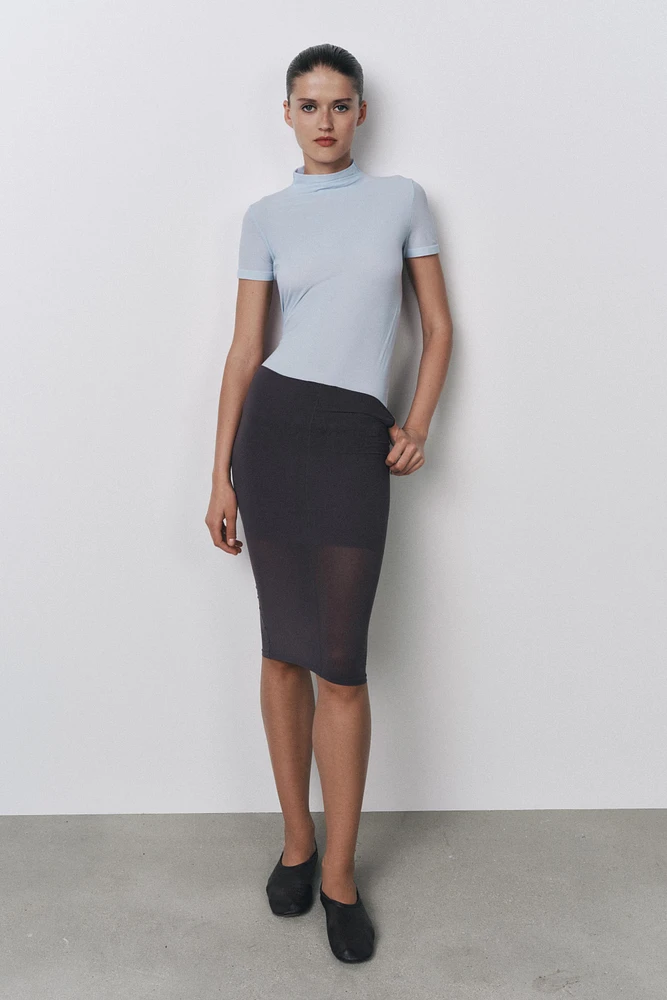 HIGH NECK TOP WITH POLYAMIDE