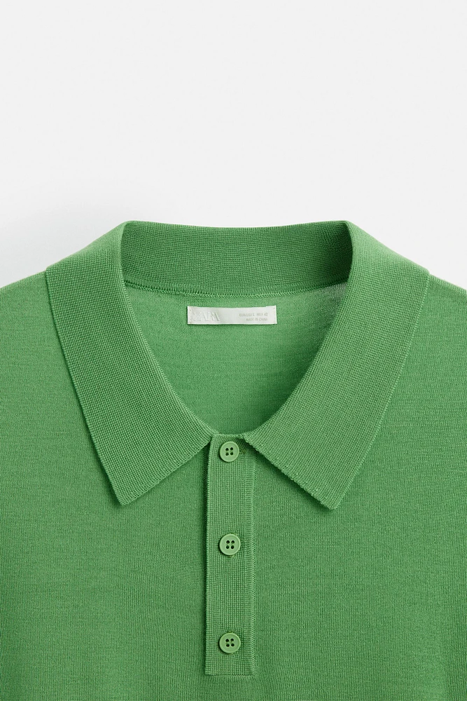 100% WOOL KNIT POLO SHIRT