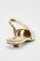 METALLIC EFFECT LOW HEELED SANDALS