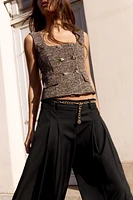 BUTTONED JACQUARD TEXTURED TOP