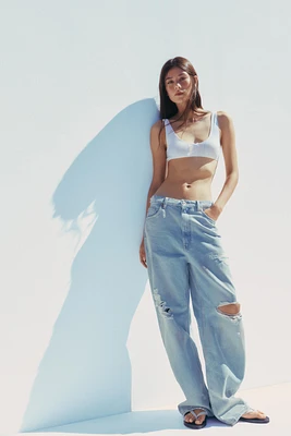 TRF MID-RISE RIPPED BAGGY JEANS