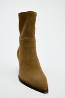 SPLIT LEATHER ANKLE BOOTS