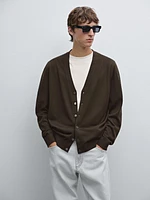 100% merino wool knit cardigan