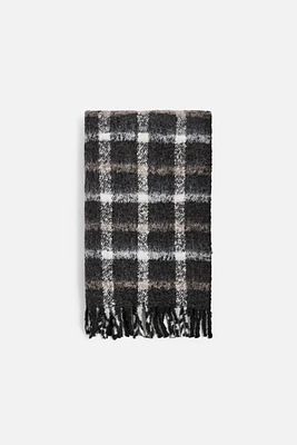 BRUSHED TEXTURE PLAID SCARF