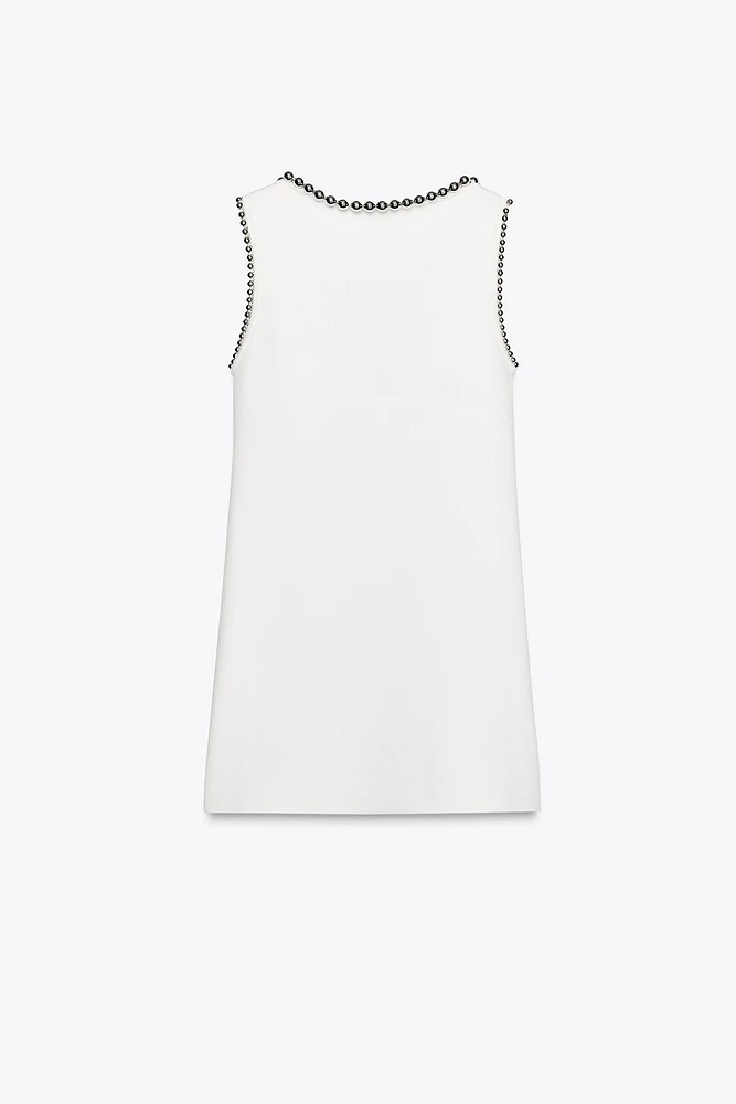 SHORT BEADED KNIT DRESS