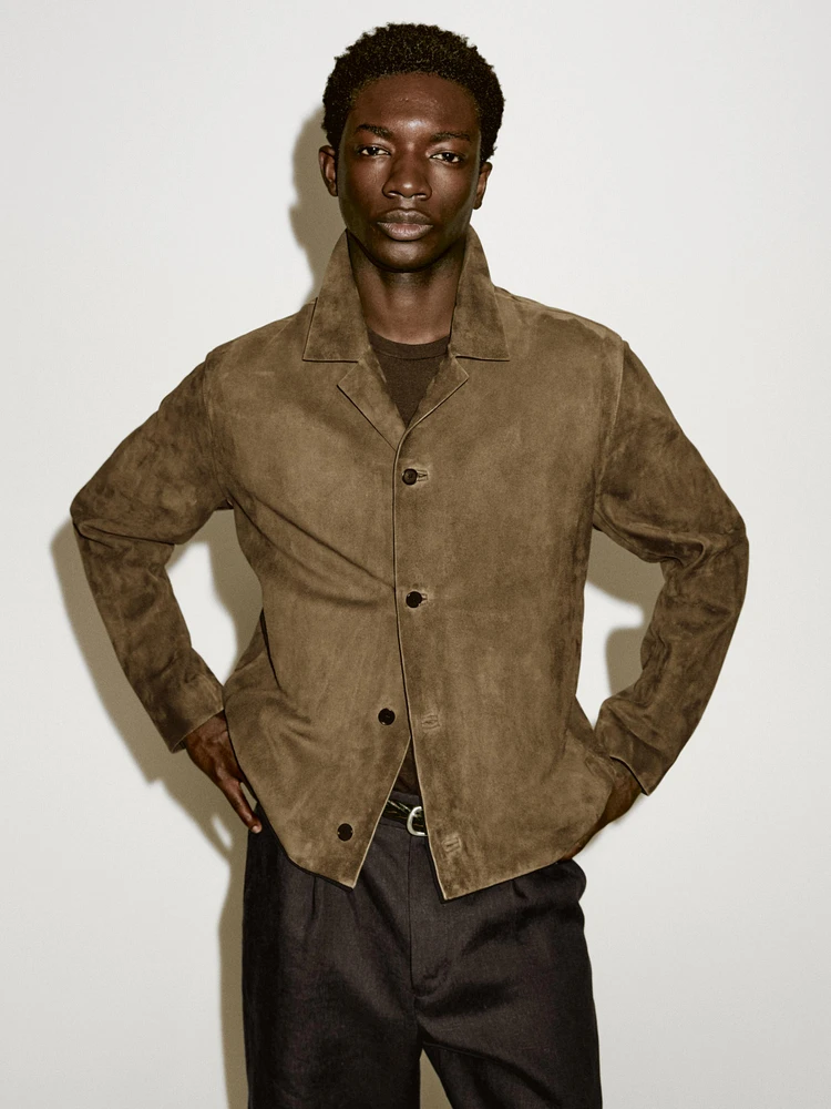Veste légère courte en cuir et daim - Limited Edition