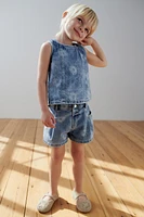 FLORAL PRINT DENIM SHORTS