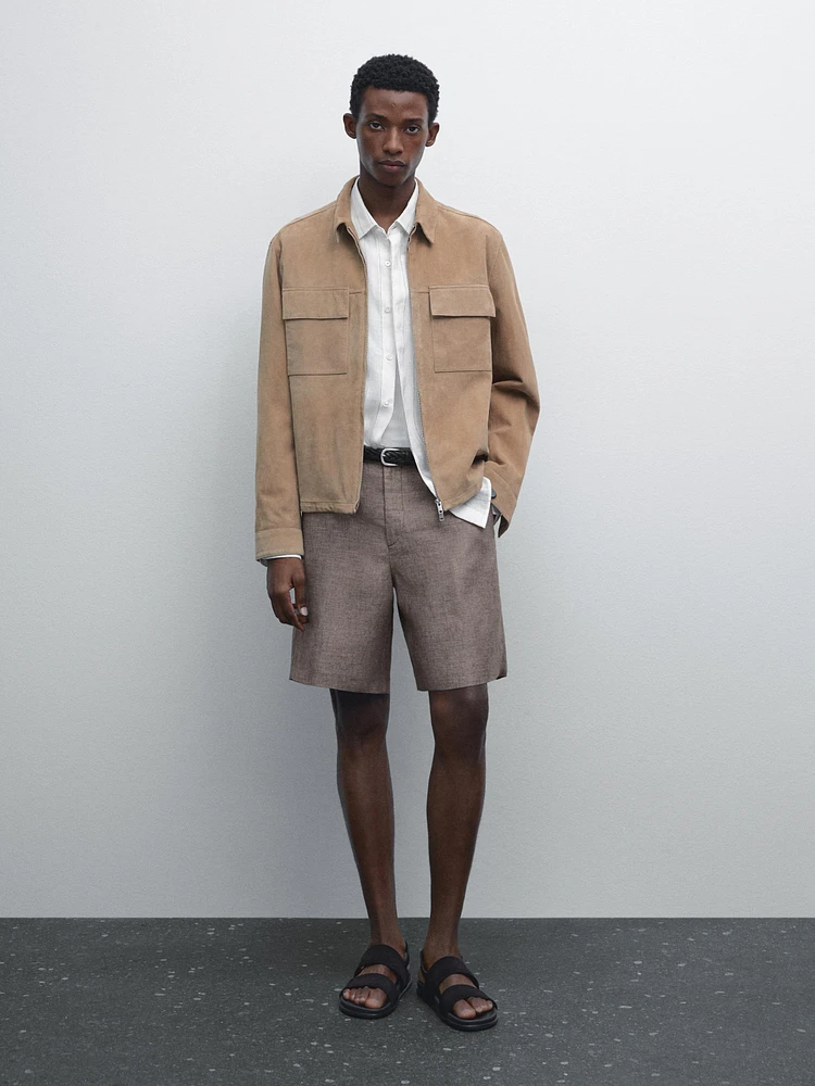 100% linen Bermuda shorts