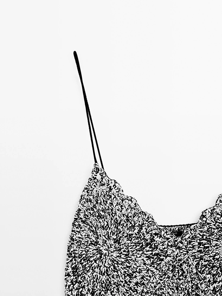 Top crochet en maille moulinée