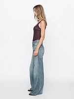 Jean flare taille haute coton