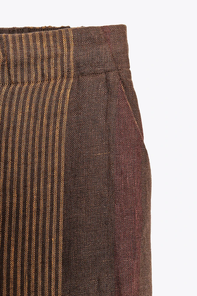PANTALON RAYÉ 100 % LIN ZW COLLECTION