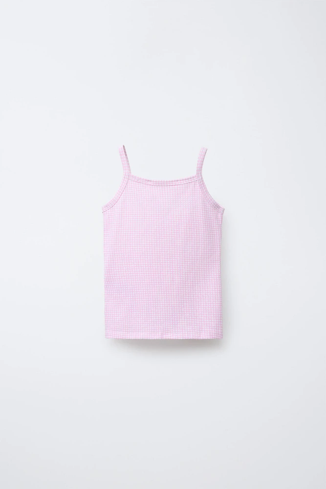 2-6 ANS/ LOT DE DEUX T-SHIRTS À CARREAUX VICHY ET PETITES FLEURS