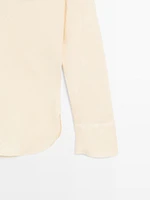 Flowing linen shirt with stand collar