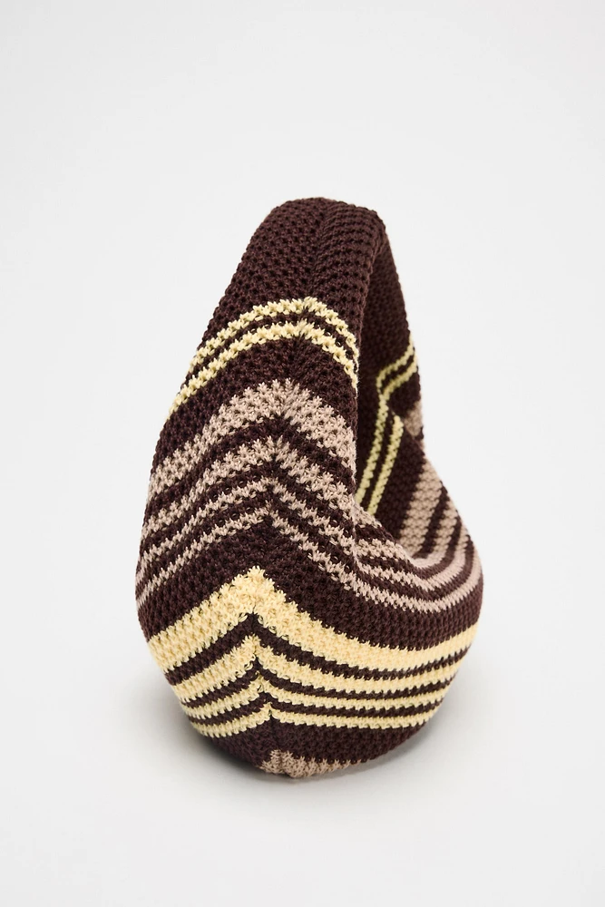 STRIPED CROCHET BUCKET BAG