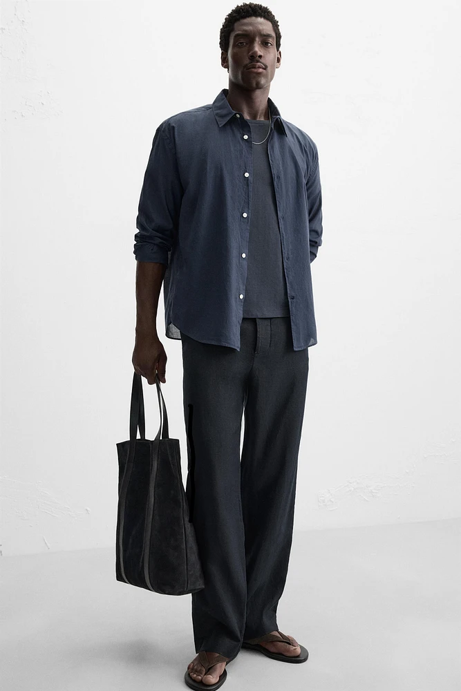 STRAIGHT FIT 100% LINEN PANTS