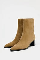 MID-SHAFT SPLIT LEATHER ANKLE BOOTS