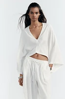 ASYMMETRIC LINEN KIMONO CAPE