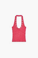 HALTER T-SHIRT WITH RINGS