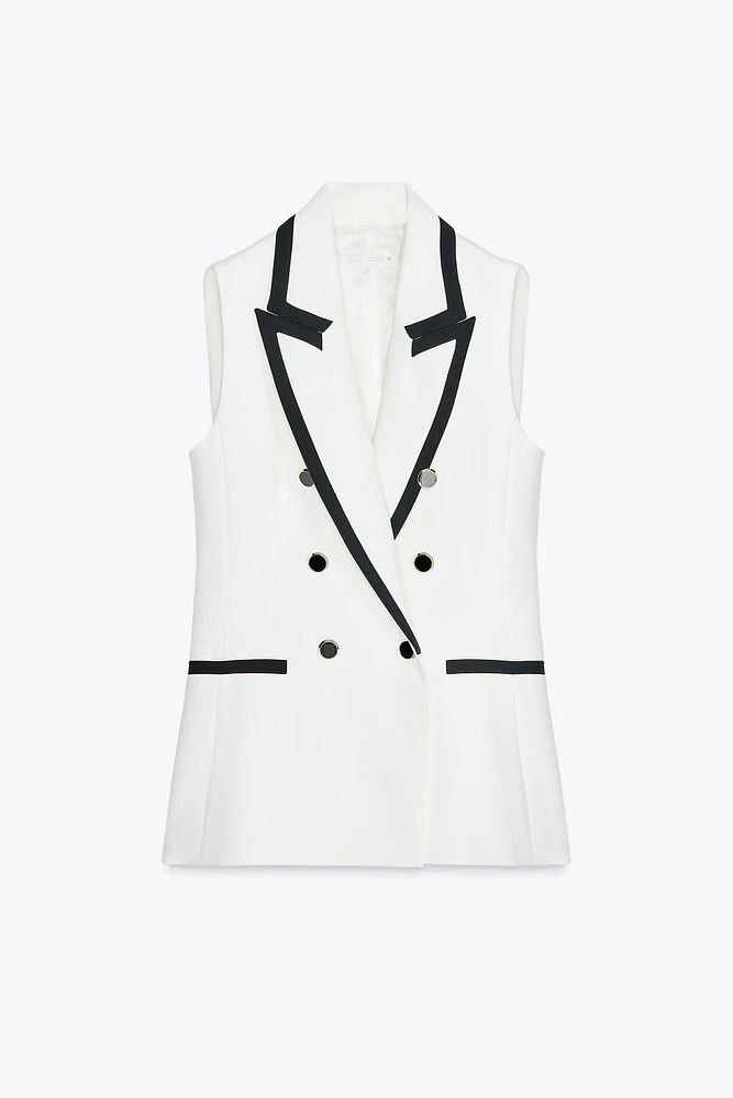CONTRAST PIPING VEST