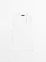 T-shirt à col rond en coton mélangé