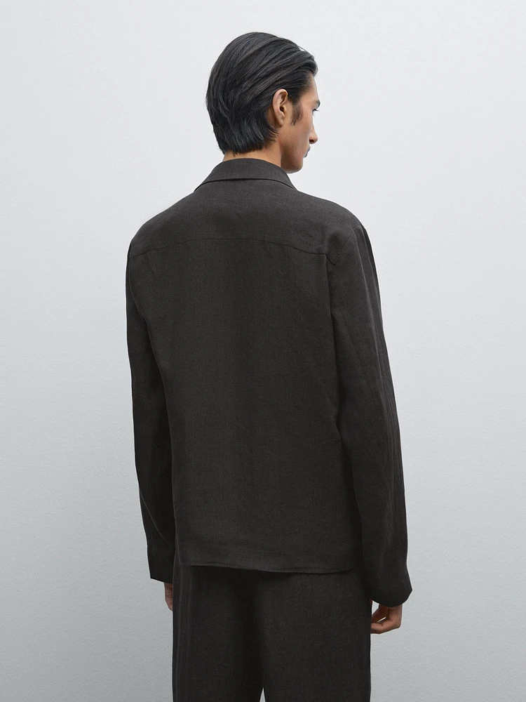 Blouson pied-de-poule 100 % lin