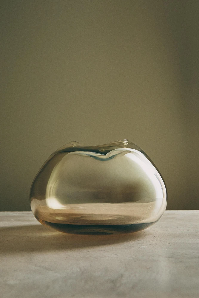 VASE VERRE RECYCLABLE BRILLANT BAS