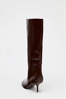 TALL SHAFT THIN HEELED BOOTS