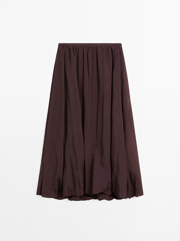 Jupe midi bouffante plissée