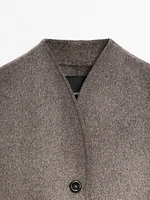 Manteau à col montant en laine mélangée