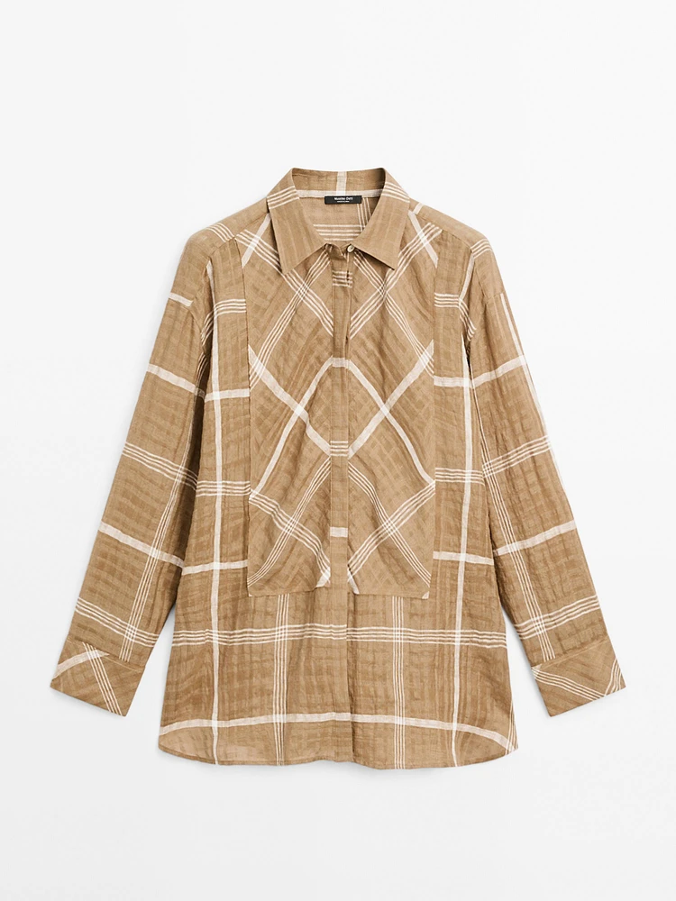 Chemise à carreaux fluide en lin mélangé