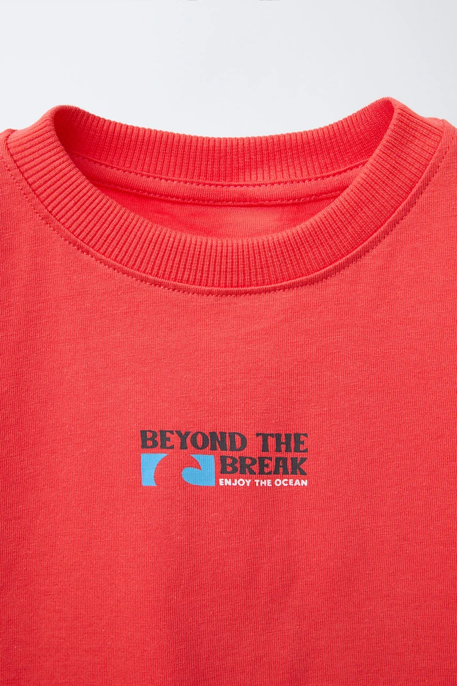 T-SHIRT AND BERMUDA SHORTS SET WITH TEXT PRINT