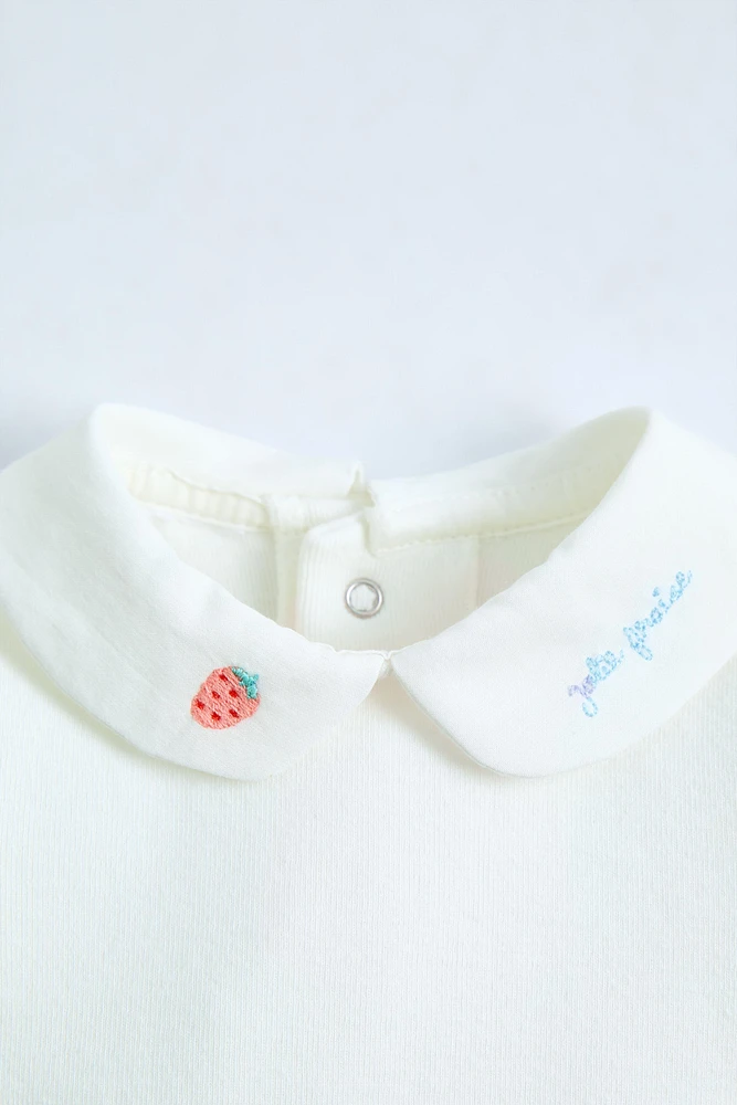 BODYSUIT WITH EMBROIDERED COLLAR