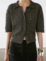 Cardigan ajouré à manches courtes