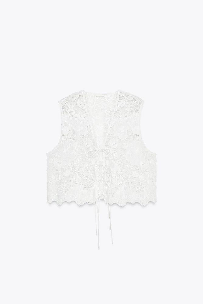 EMBROIDERED TIE VEST