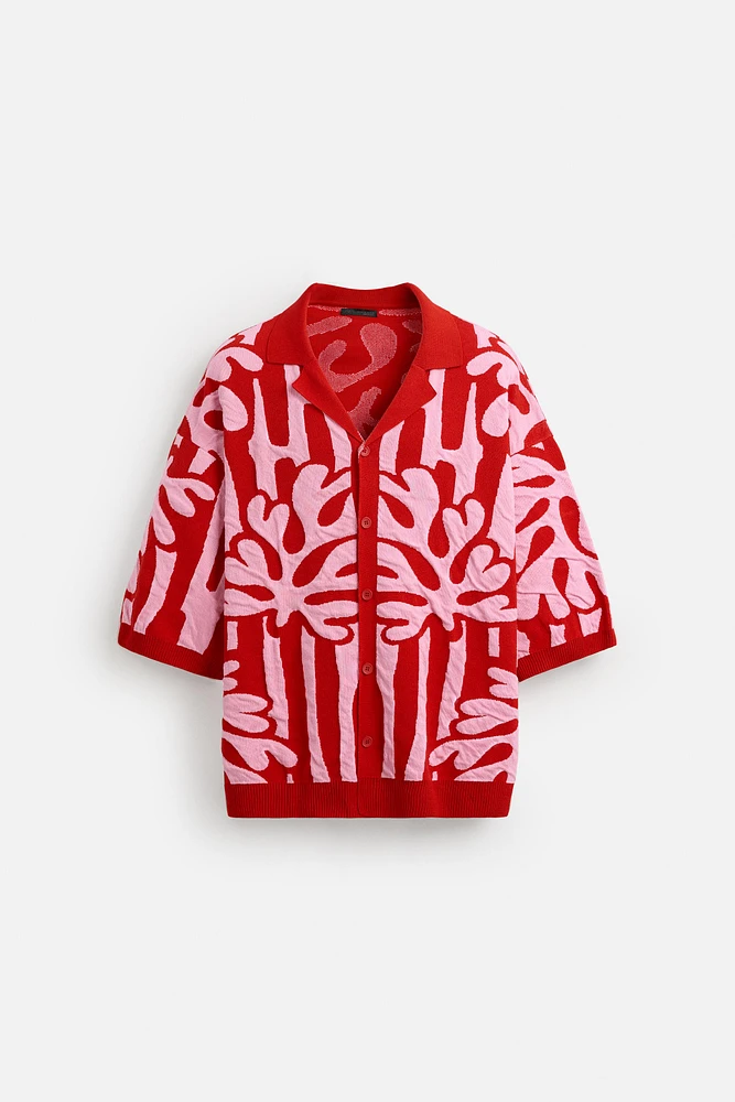 CHEMISE EN MAILLE JACQUARD CONTRASTE