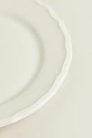 EARTHENWARE DESSERT PLATE WITH RAISED-DESIGN EDGE