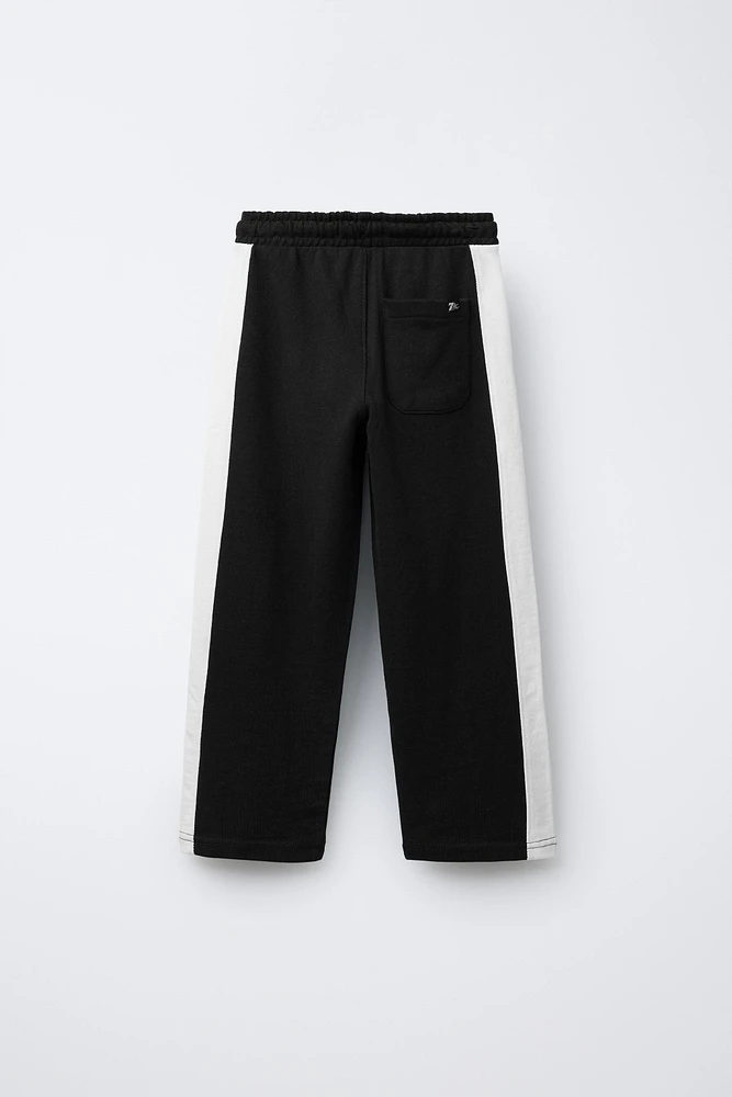 STRAIGHT LEG PLUSH PANTS WITH SIDE STRIPES